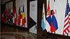 Флагшток кабинетный. Протокольные флаги для Олимпийского комитета